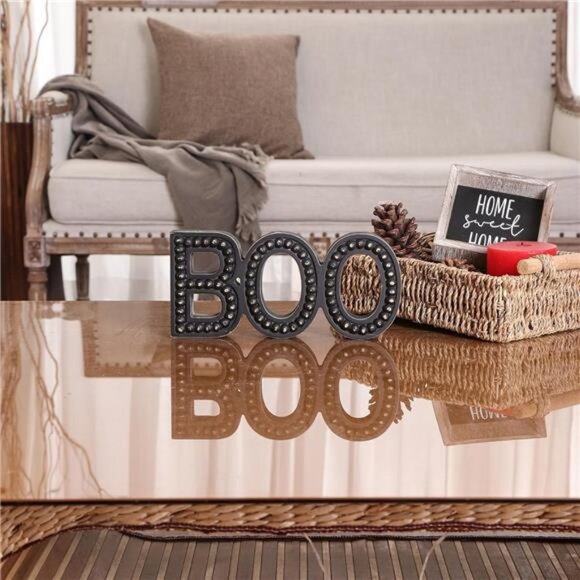Halloween Boo Sign, Boo Letter Halloween Decorations For Home, Wooden Boo Sign - Picture 4 of 7